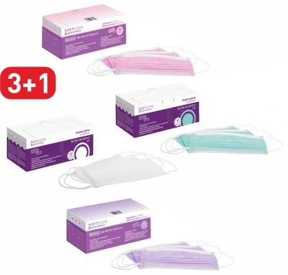 Хирургически маски Soft Care, еластични x 50 бр., 3+1